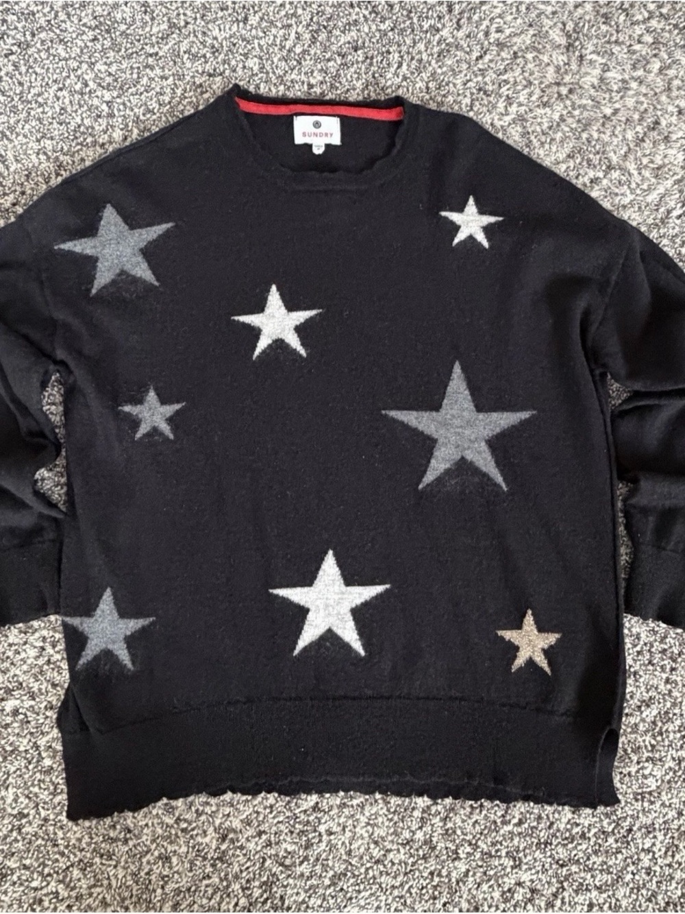 Sundry Star Sweater Womens Size 0 Navy Wool Cashmere Pullover